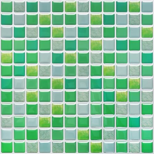 Yoillione 3D Mosaic Tile Sticker Removable Wallpaper Tile Red, 3D Self Adhesive by Yoillione