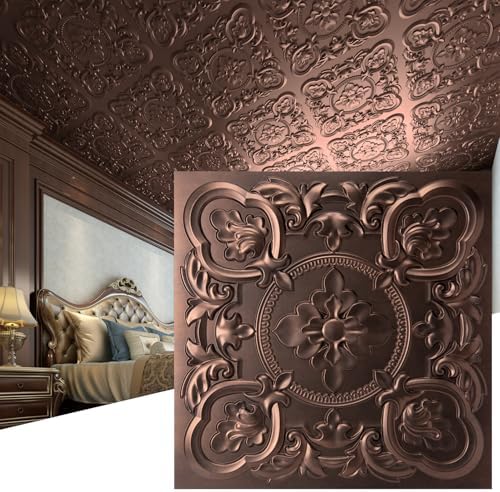Art3dwallpanels Drop Ceiling Tiles, 24 x 24 Inch, 12 Pack, Antique Copper by Art3dwallpanels