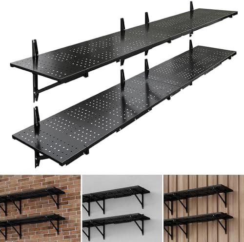 FLEXIMOUNTS 2-Pack 1x6ft Wall Mounted Garage Shelving, 14x68-inch by FLEXIMOUNTS
