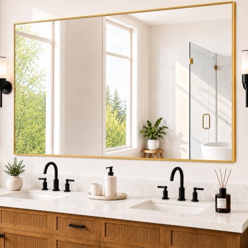 Bathroom Vanity Mirror for Over Sink, 60x36 Inch Matte Gold Mirror by Unknown