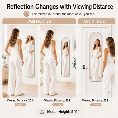 SCWF-GZ 47x14 Full Length Mirror Over the Door Hang or Wall Mounted Silver - Image 4