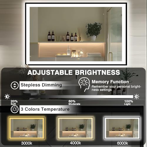 EchosLife 66x36 LED Lit Bathroom Mirror - Image 5