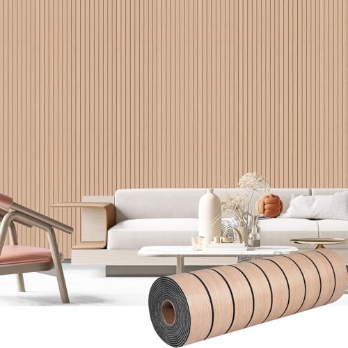 3D Wood Slat Wall Panels Peel and Stick Faux Wood Grain Thick Wallpaper by Laceskyso