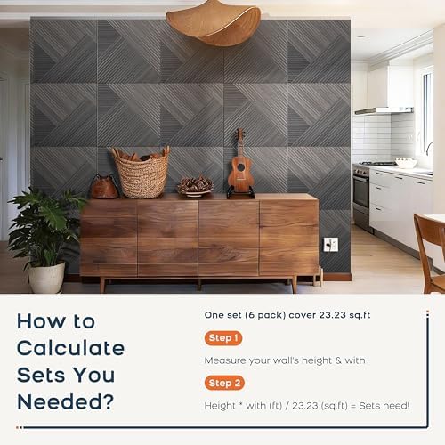 BUBOS 6 Pack Wood Wall Panel, 23.6"x23.6" Peel and Stick Faux Acousitc Panel - Image 4