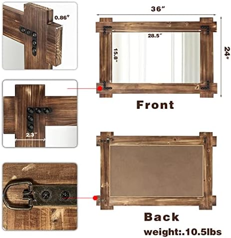 MeMoreCool Farmhouse Wood Bathroom Mirror 36x24 Inch, Rustic Vanity Mirror - Image 5
