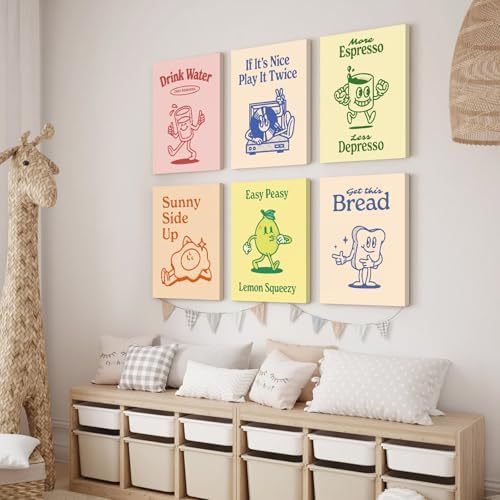 Youillne Retro Trendy Wall Art Decor Kitchen Aesthetic Canvas Art Prints - Image 5