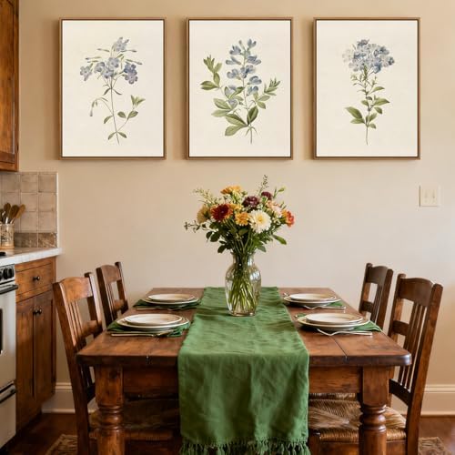 JOWOROLO Framed Floral Botanical Wall Art Blue Flowers Canvas Painting Prints - Image 5