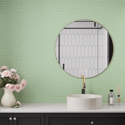 VaryPaper 15.7"x78.7" Light Green Grasscloth Peel and Stick Wallpaper Textured - Image 7