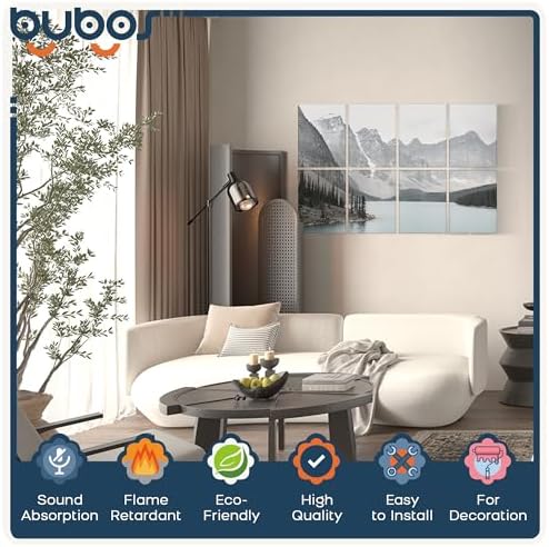 BUBOS 8 Pcs Art Acoustic Wall Panel, 47.2”x31.4”Self Adhesive - Image 3