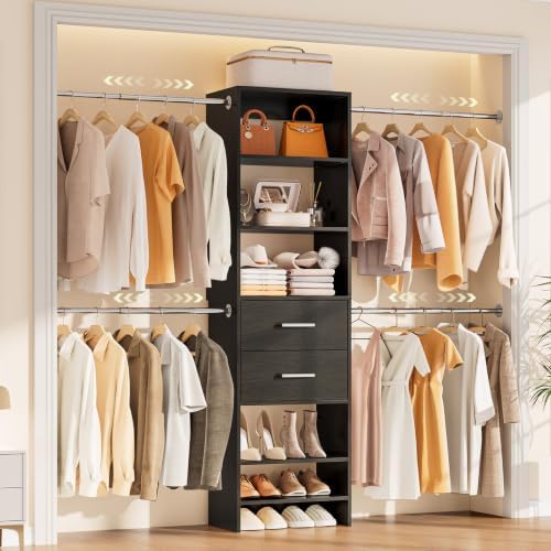 Walk-in Closet System, Wall Mounted Garment Rack, Closet Shelving Black by ComfyCorner