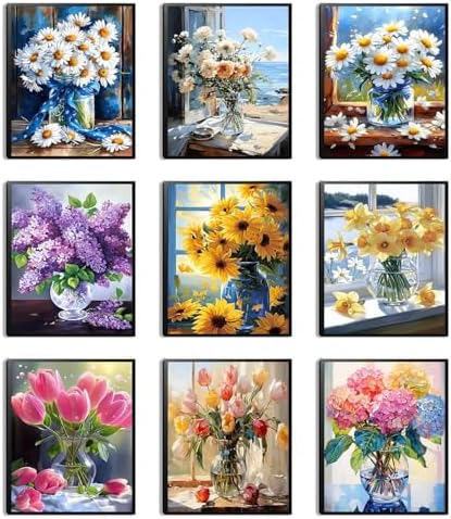 XIANGRUI Flowers Market Posters Wall Art Set of 9, Preppy Minimalist Canvas by Unknown