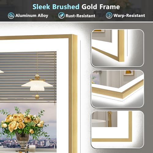 28x36 Gold LED Bathroom Mirror - Image 3