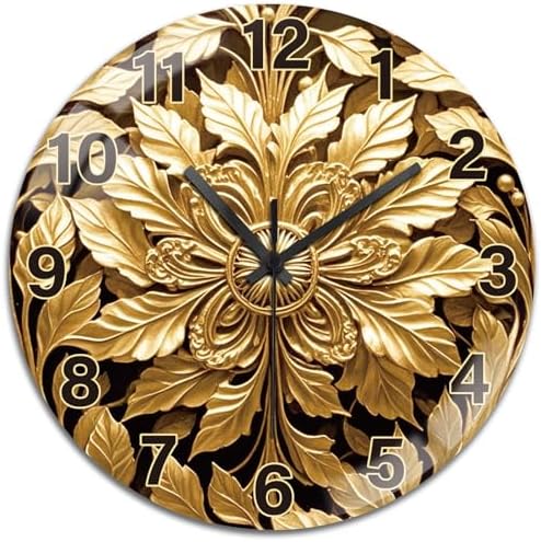 peacoblue Gold Abstract Leaf Wall Clocks Battery Operated by PEACOBLUE