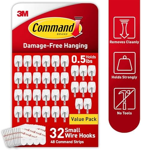 Command Small Wire Toggle Hooks, and 48 Strips, Damage Free Hanging Wall Hooks - Image 3