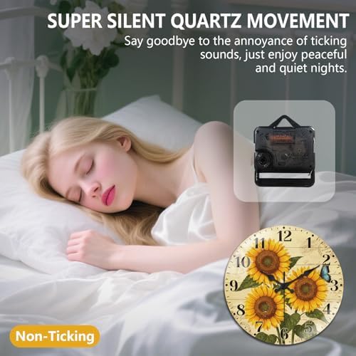 peacoblue Sunflower Wall Clocks Battery Operated - Image 4