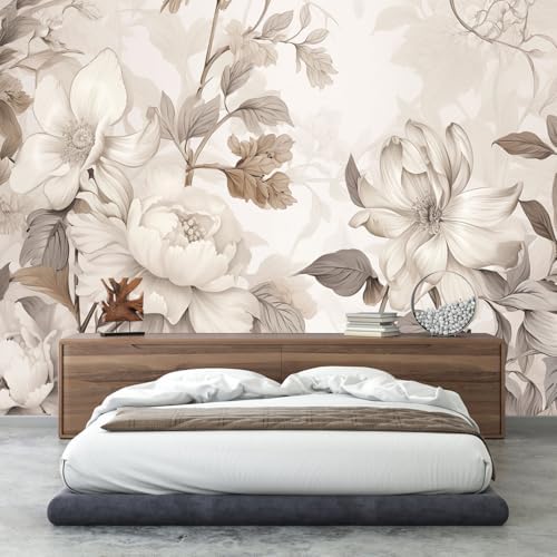 Warm-Toned Peony Flower Mural Peel-and-Stick 58"x80" - Image 3