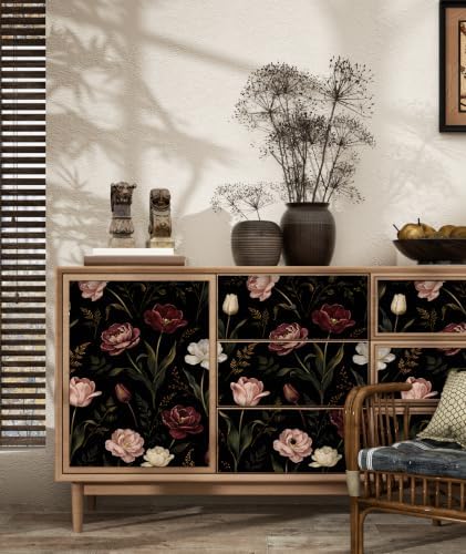 ILHIIOR Dark/Pink Floral Peel and Stick Wallpaper 17.5 x 118 Inches - Image 7
