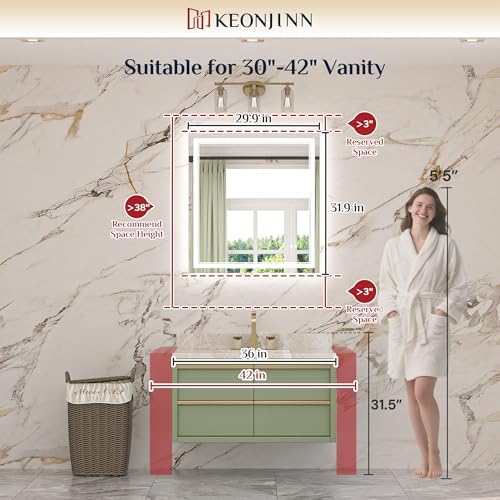 Keonjinn 30" x 32" LED Bathroom Mirror - Image 2