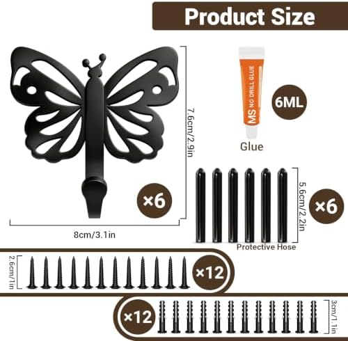 Butterfly Design Metal Hook for Both Screw Mounting and Strong Adhesive - Image 2