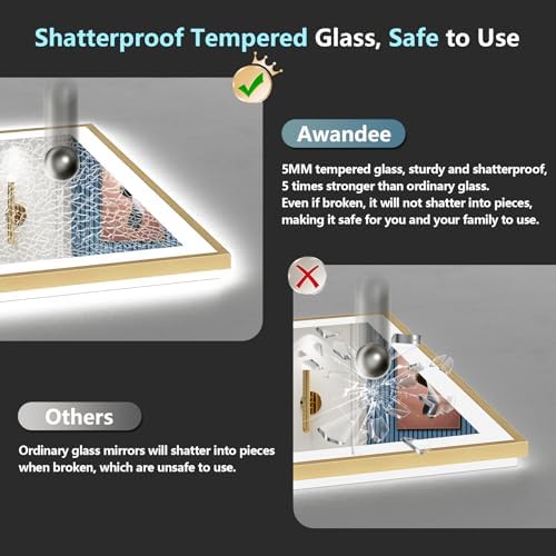 60x38 Gold LED Bathroom Mirror - Image 7