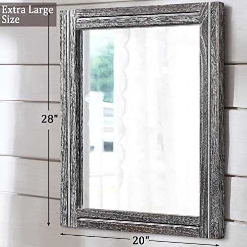AAZZKANG Rustic Mirrors Large Wood Framed Wall Mirror 28"x20" Rectangle - Image 2