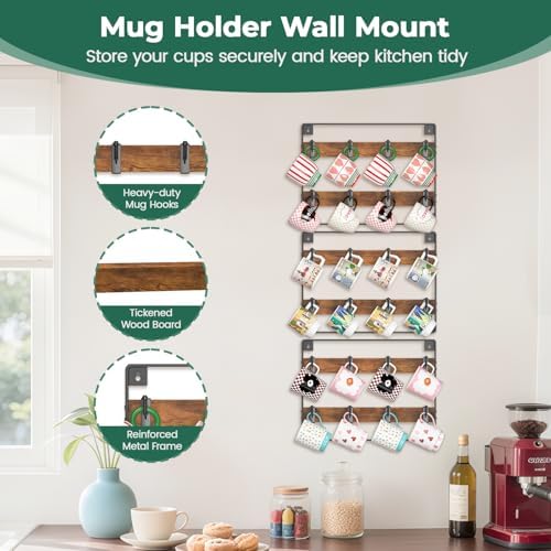 EsLuker.ly Mug Holder Hanger Cup Display Rack Wall Mounted, 3 Pack - Image 3