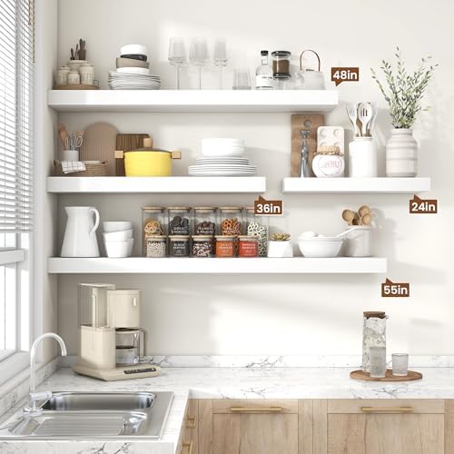 Heimlove Floating Shelves 55.1" W x 10.3" D White Set of 1 - Image 3