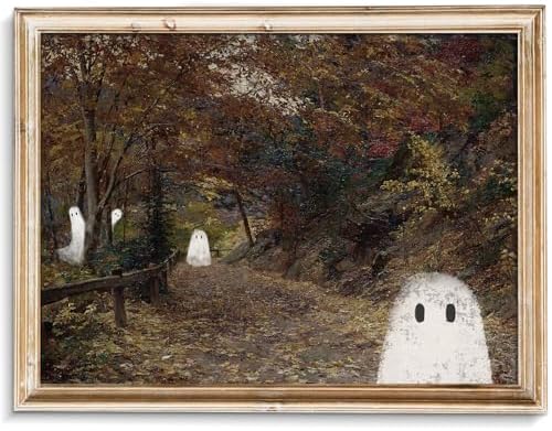 uniro Vintage Halloween Ghots Canvas Wall Art Cute Ghost in Field Pictures Wall by uniro