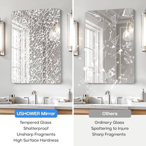USHOWER 2-Pack Frameless Bathroom Mirrors - Image 3