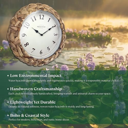 Presentime Farmhouse Series, Rustic Woven Clock - Image 3