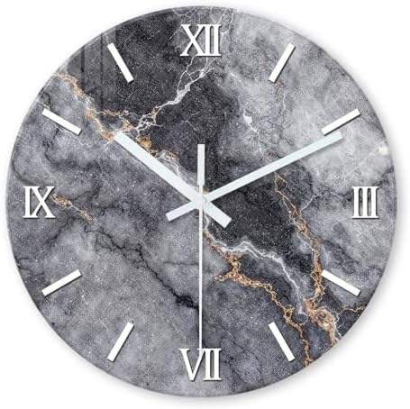 Modern Marble Wall Clock Battery Operated 16 Inch by RONGKEJIAJU