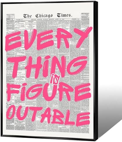 Every Thing Is Figure Outable Wall Art Retro Newspaper Pink Font Canvas Posters by Unknown