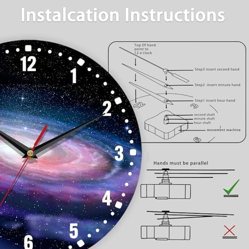 SPUNKER Clocks for Living Room, Spiral Galaxy Kitchen Wall Clock, Milky Way - Image 5
