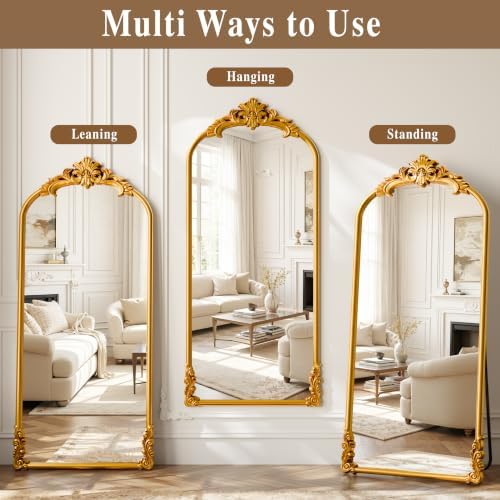 71"x32" Vintage Gold Arched Full Length Mirror - Image 6