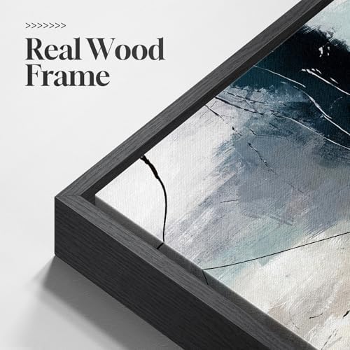 Large Framed Gray Teal Abstract Wall Art - Image 5
