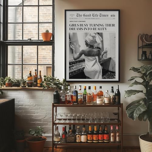 Fashion Black And White Newspaper Wall Art 8x12in Black Framed Retro Cocktail - Image 7