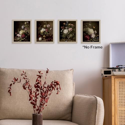 TLESKE Vintage Dark Moody Floral Posters Prints Unframed 8x10 Set of 4 - Image 4