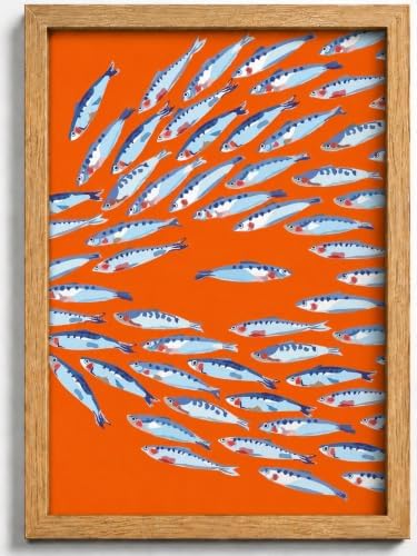 Framed Sardine Canvas Wall Art by HJYQLN