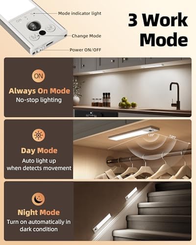 EZVALO 12inch Under Cabinet Lighting, 2 Pack 3100mAh Rechargeable Wireless - Image 5
