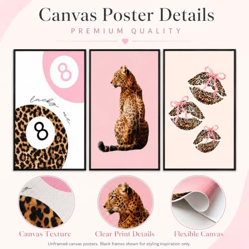 YZLYAD Pink Leopard Wall Art Posters, 3 Piece 16x24inch Girls Room Decor - Image 3