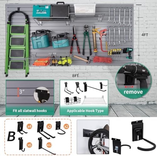 FRAYSCENT Slat Wall Paneling Garage Slat Wall Storage Systems Slatwall Panels - Image 2