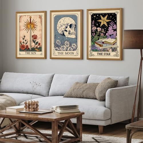 Tarot Card Wall Art Sun Moon Canvas Wall Decor Mystical Astrology Wall Art Boho - Image 6