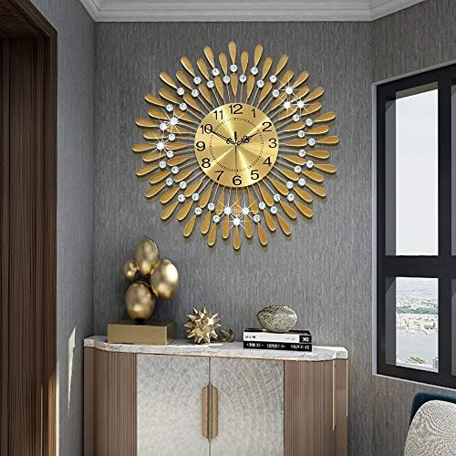 Large Wall Clock Metal Decorative 3D Non-Ticking Silent Quartz - Image 2