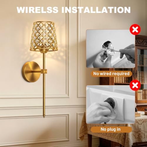 Crystal Battery Operated Wall Sconces Set of 2, Dimmable 12 RGB and 3CCT Wall - Image 5