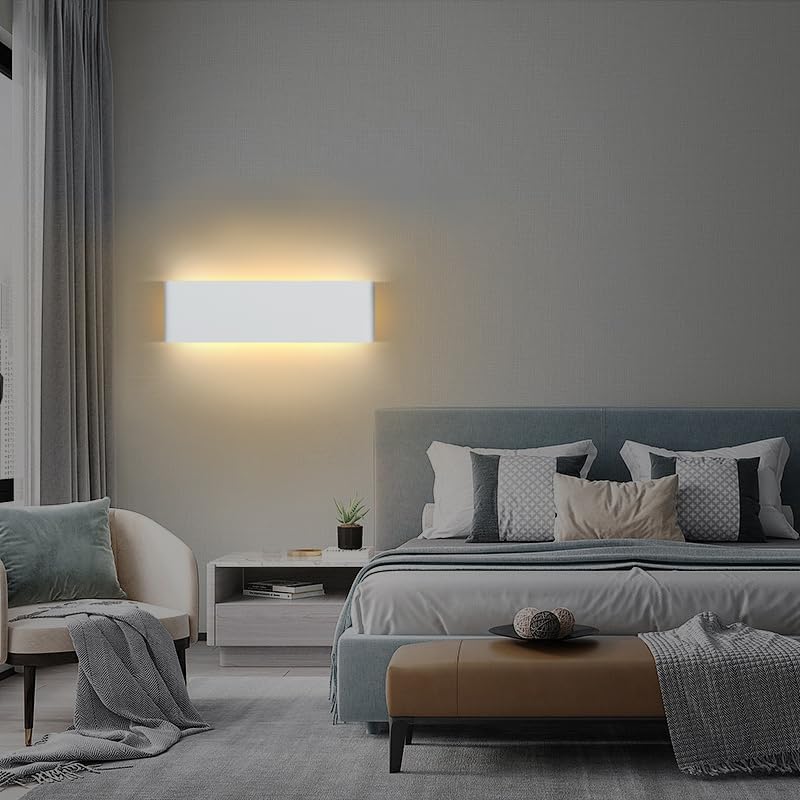 KICAAO 15.7in White Modern Wall Sconce 2-Pack, 16W Warm Light 3000K - Image 3