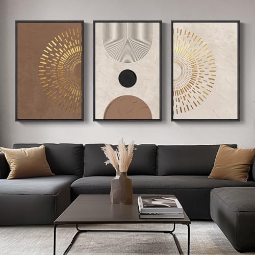 Large Framed Boho Neutral Abstract Wall Art by Cuspin