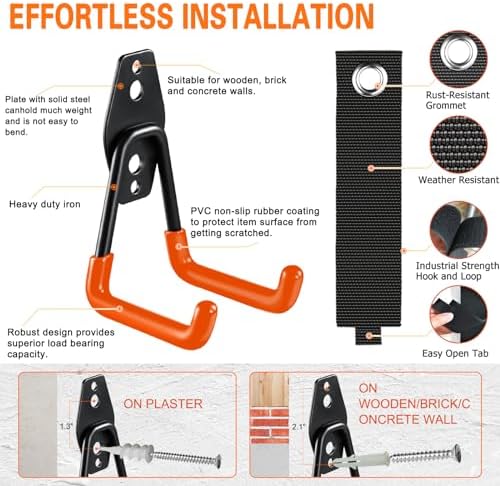 HUPBIPY 18 Pack Garage Hooks Heavy Duty, Wall Mount Ladder Hooks - Image 4