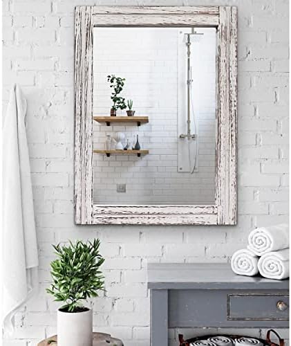 AAZZKANG Large Wall Mirror Rustic Wood Framed Hanging Mirrors Rectangle - Image 4