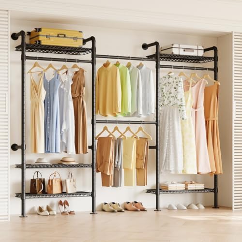 Higeego W3 Wall Mounted Clothes Rack, Industrial Pipe Clothing Rack by Higeego