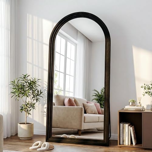 30"x71" Full Length Mirror Solid Wood Frame, Arched Floor Mirror Full Length by WISSMIELSHOME